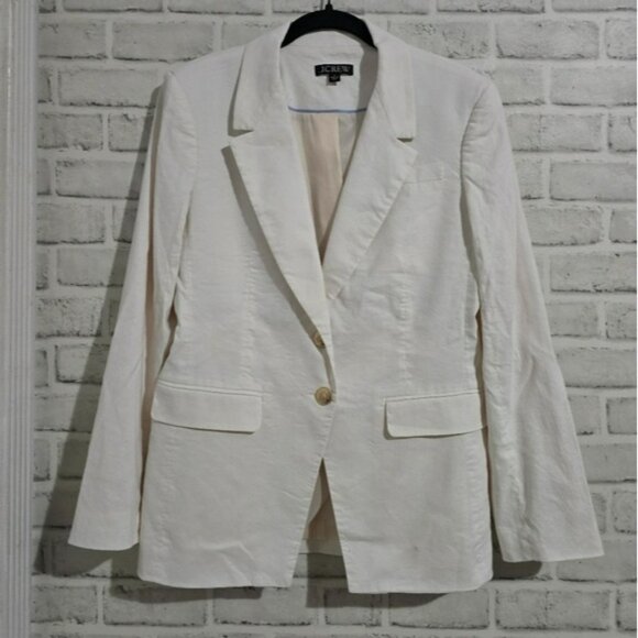 J. Crew Madelen Linen Blend Blazer Cream Size 6‎ - Picture 4 of 12